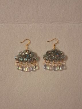 Glitter Cloud Resin Earrings!!